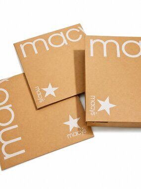 Gift Box Set of 3 Macys Kraft Cardboard Retail Packaging Gifting Iconic Red Star
